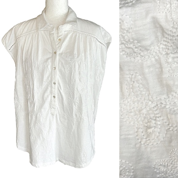 Dylan x Sundance Feronia White Embroidered Crochet Trim Cap Sleeve Knit Top - S - Picture 1 of 13